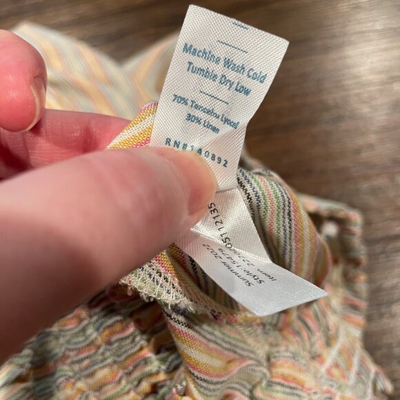 NWT Marine Layer Sz S Smocked Mini Skirt Multi Stripe Pull On Lyocell Linen - Picture 8 of 9